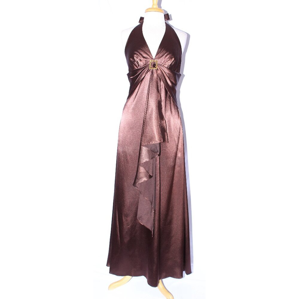 Cindy #1003 Charmeuse Satin Vintage Formal Bridesmaid Dress-Size 2X-Brown-NEW